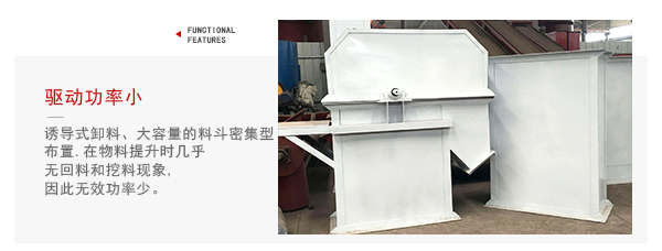 TD型斗式提升機驅(qū)動力小，無回料等特點展示圖。